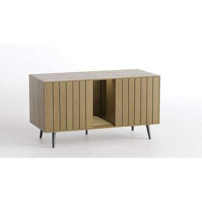 Bestier Hidden Cat Litter Box Enclosure Furniture,Teak