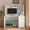 Lyngins Multi-Functional Home Computer Desk with Hutch & Bookshelf, Wood Executive Desk, Home Office Desk with Drawers, 2 AC Outlets, 2 USB Ports - 2 of 4