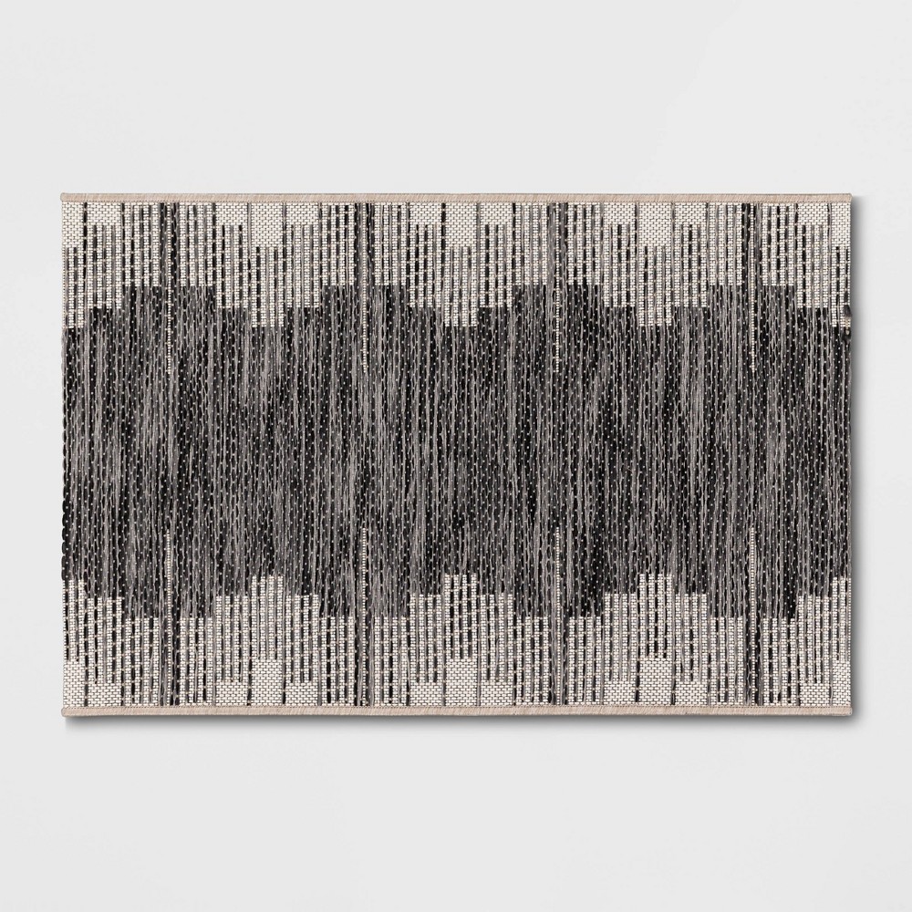 Photos - Area Rug 2'x2'11" Graphic Steps Indoor/Outdoor Rug Black - Threshold™