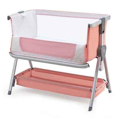 Babyjoy Baby Bed Side Crib Portable Adjustable Infant Travel Sleeper Bassinet Peach\ Dark Grey\Light Grey