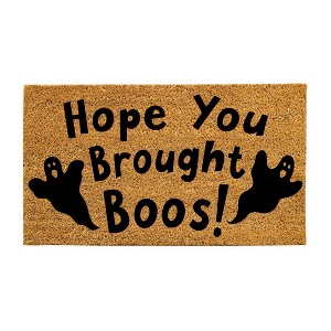 Evergreen 16 x 28 Inches Hope you Brought Boos Welcome Door Mat | Non-Slip Rubber Backing | Dirt catching Natural Coir | Indoor and Outdoor Home Decor - 1 of 4