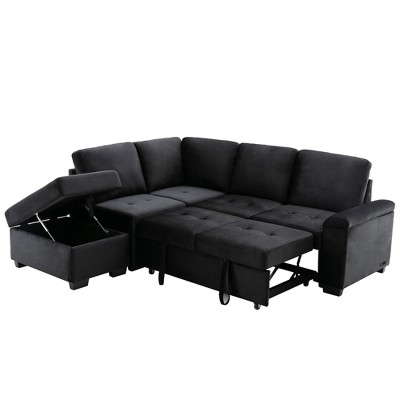 NicBex Modern Pull Out Sofa Bed Convertible Sleeper Sofa with Storage Ottoman and USB Port for Living Room
