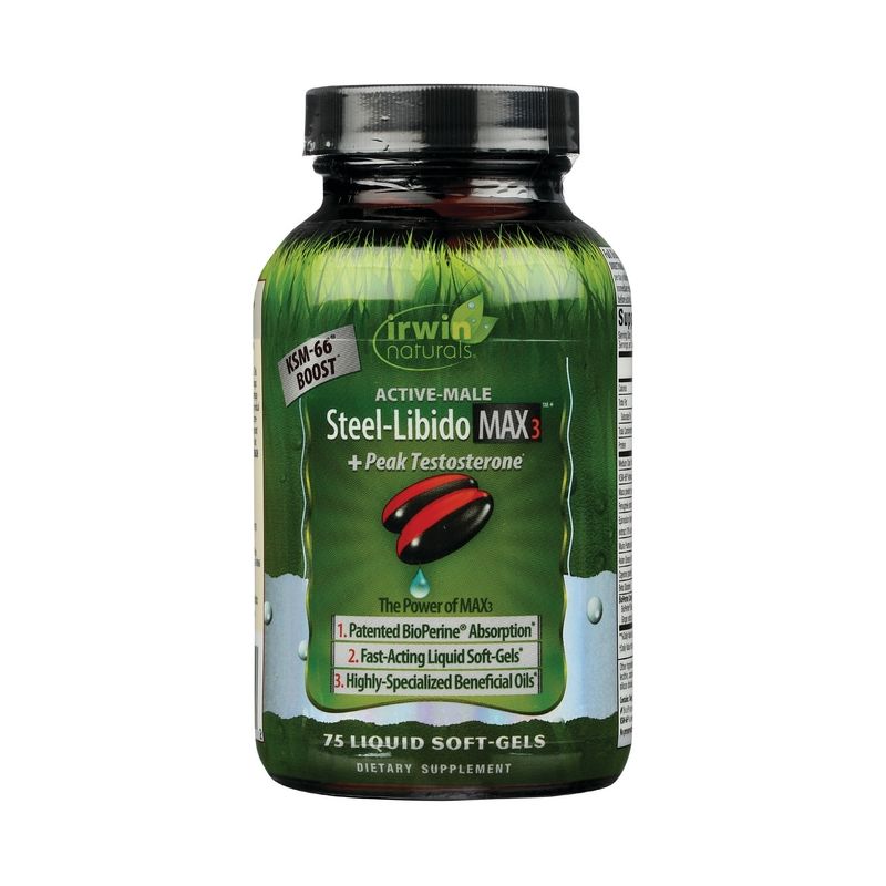 Irwin Naturals Dietary Supplements Active-Male Steel Libido Max3 + Peak, 1 of 3