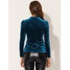 INSPIRE CHIC Women's Metallic Velvet Puff Long Sleeve Mock Neck Glitter T-shirt - 3 of 4