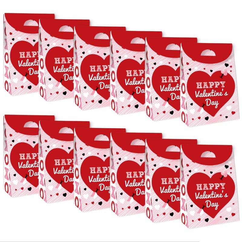 Big Dot of Happiness Conversation Hearts - Valentine’s Day Gift Favor Bags - Party Goodie Boxes - Set of 12, 6 of 10
