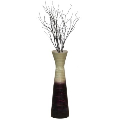 Uniquewise 27" Contemporary Bamboo Floor Flower Vase Hourglass Design for Dining, Living Room, Entryway Decoration