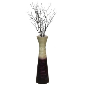 Uniquewise 27" Contemporary Bamboo Floor Flower Vase Hourglass Design for Dining, Living Room, Entryway Decoration - 1 of 4