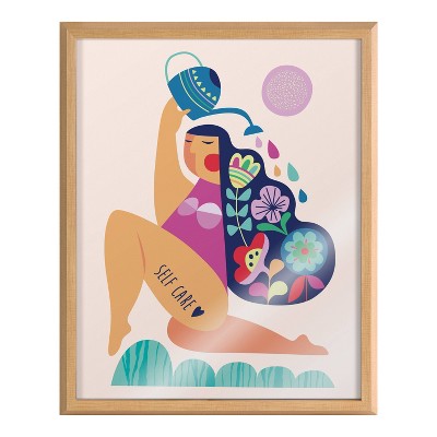 Mid Century Modern Self Care Framed Motivational Poster