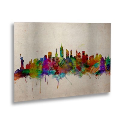 Trademark Fine Art - Michael Tompsett 'New York Skyline' Floating Brushed Aluminum Art