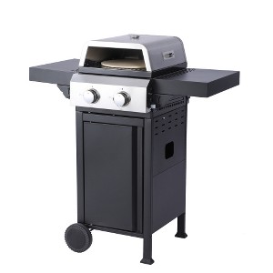 Zevemomo 2 Burner Propane Grill with Pizza Box,Durable Lid,Wheels, Foldable Side Tables,Stainless Steel Burner,24,600 BTU Gas Grill for Patio,Garden - 1 of 4