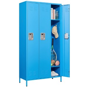 Mlezan 72" Metal Locker:3 Doors, BLack&Grey Steel Storage for Office, School,Gym,or Home. Durable and Versatile Employee or Personal Storage Solution. - 1 of 4