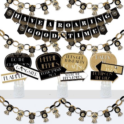 Big Dot of Happiness Roaring 20's - Banner and Photo Booth Decorations - 1920s Art Deco Jazz Party Supplies Kit - Doterrific Bundle