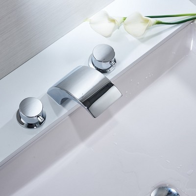 Polished Chrome 8-inch Widespread LED Bathroom Faucet with Pop-Up Drain