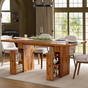 WOWLIVE 70.8" Rectangular Dining Table for 6-8 People,  Farmhouse Wood Kitchen Table with Storage Drawer - 1 of 4