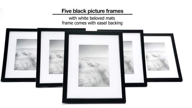 Americanflat 5 Pack of Picture Frames with Mat - Plexiglass Cover, 2 of 9, play video