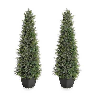 Whizmax Artificial Cedar Topiary Tree,Tall Faux Trees,Potted Fake Cypress Plant,UV Rated Artificial Greenery for Home Decor Indoor Outdoor,2 Pcs