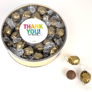 Thank You So Much Gift Tin Filled With Milk Chocolate Dubai Truffle Candies For Corporate Gifting, Appreciation Party Giveaways & More - 1 of 4