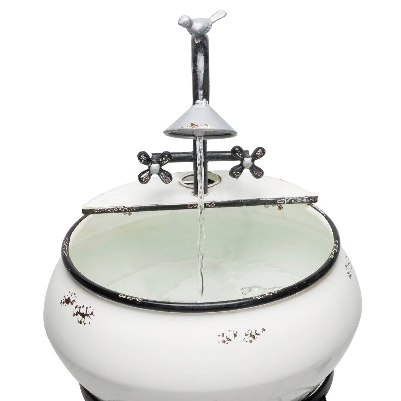 32&#34; Metal Outdoor Antique Sink Water Fountain and Stand White - Alpine Corporation, 5 of 8