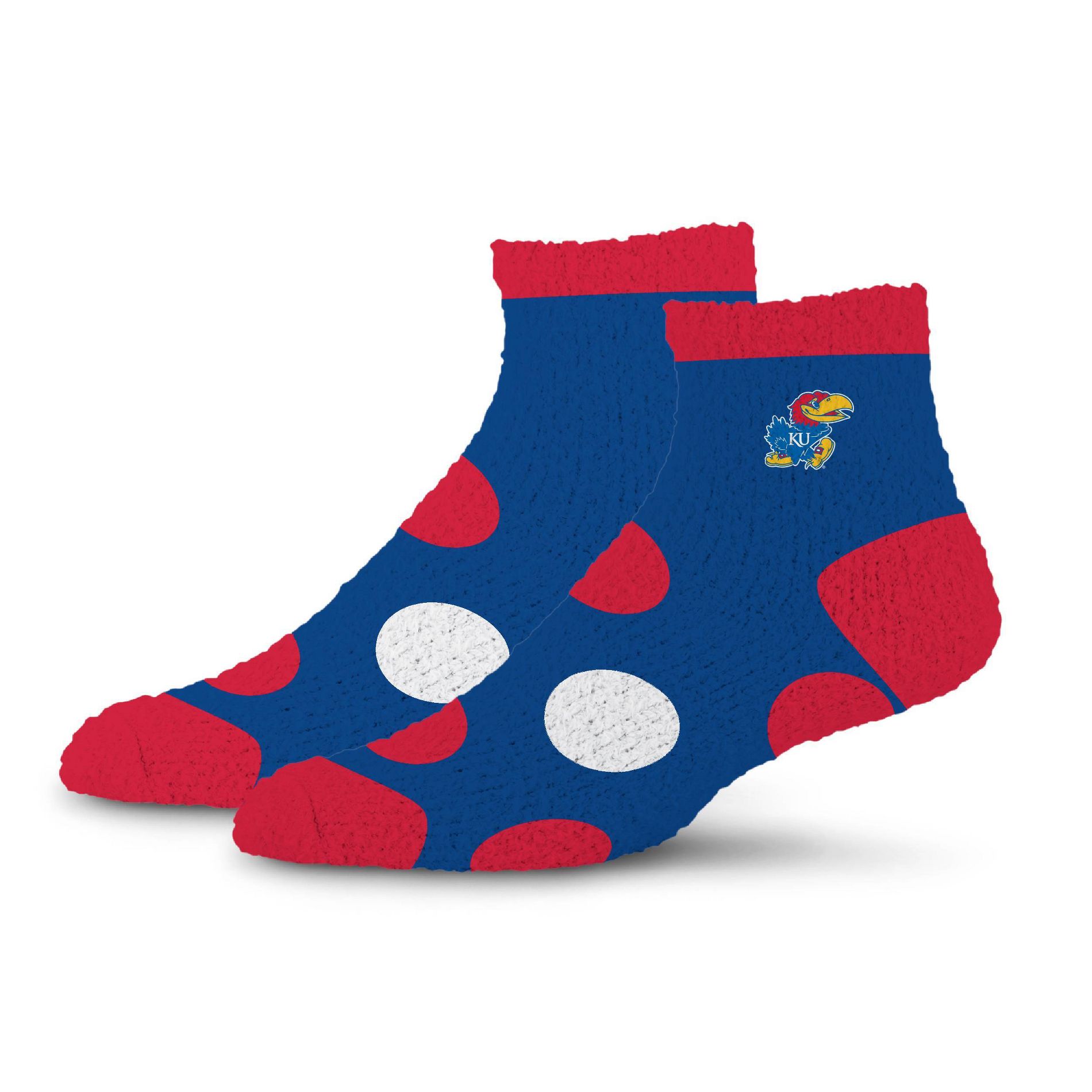 NCAA Kansas Jayhawks Big Dot Fuzzy Sleep Soft Socks
