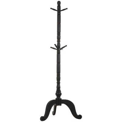Olivia & May Wood 7 Hanger Coat Rack: Scrolled Feet, Leaf Carvings, No Assembly Required
