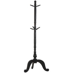 Olivia & May Wood 7 Hanger Coat Rack: Scrolled Feet, Leaf Carvings, No Assembly Required - 1 of 4