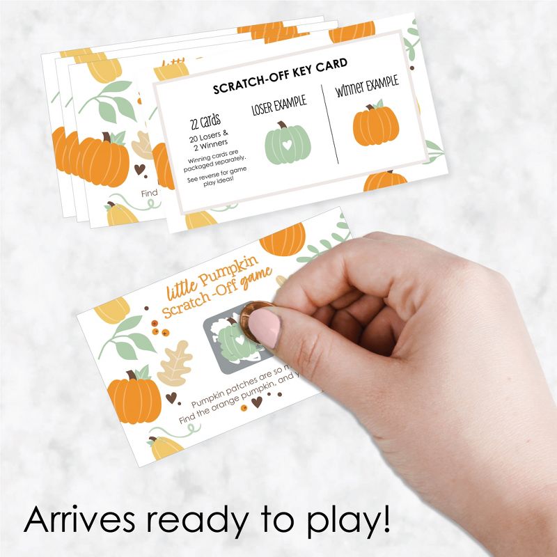 Big Dot of Happiness Little Pumpkin - Fall Birthday Party or Baby Shower Game Scratch Off Cards - 22 Count, 2 of 7