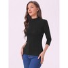 INSPIRE CHIC Women's Party Glitter 3/4 Sleeve Stand Up Neck Shiny Striped Metallic Blouse - 3 of 4