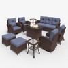 LayinSun Outdoor Patio Furniture Set, Brown Rattan Wicker Sectional Swivel Rocker Chairs Sets - 2 of 4