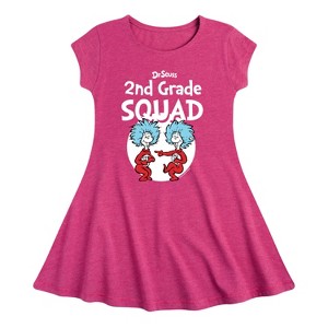 Girls' - Dr. Seuss - 2nd Grade Squad Thing 1 and Thing 2 Fit & Flair Cap Sleeve Dress - 1 of 4