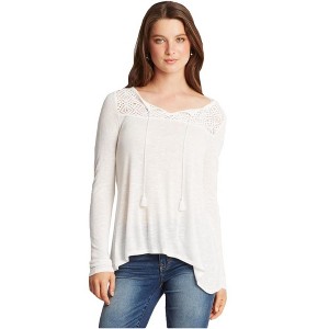 Aeropostale Womens Lace LS Embellished T-Shirt - 1 of 2