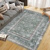Area Rug for Living Room, Machine Washable Boho Rug for Bedroom, Low Pile Lightweight Thin Floral Vintage Distress Print Pattern Carpet - 2 of 4