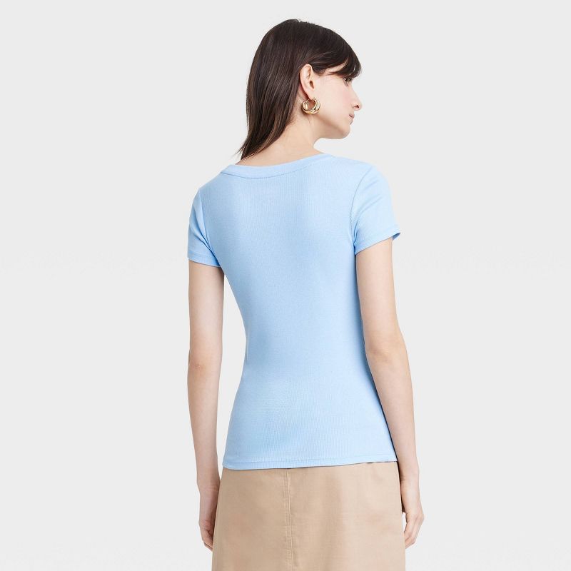 Women's Slim Fit Short Sleeve Ribbed Scoop Neck T-Shirt - A New Day™, 3 of 11