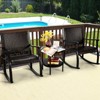 Tangkula 3-Piece Wicker Rocking Bistro Set Outdoor Conversation Set with Coffee Table - 2 of 4