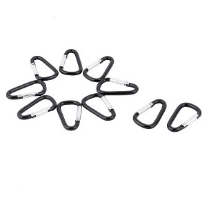 Unique Bargains Aluminum Hiking D-Ring Keychain Carabiner Hook Black 1.46" x 0.87" x 0.16" 10 Pcs - 1 of 3