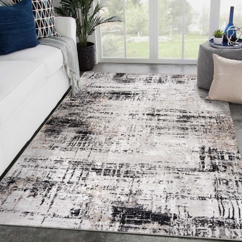 Modern Abstract Rugs For Living Room, Low-pile Area Rug For