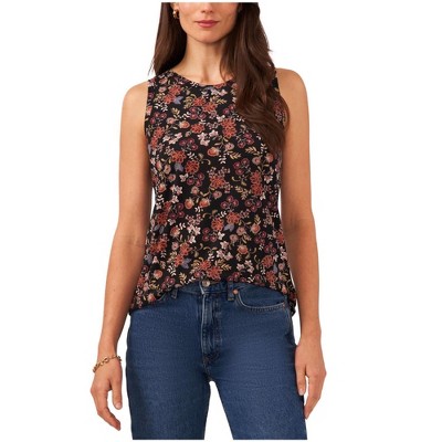 Vince Camuto Womens Keyhole Back Floral Cold Shoulder Blouse, Multicoloured, Large
