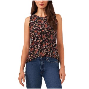 Vince Camuto Womens Keyhole Back Floral Cold Shoulder Blouse, Multicoloured, Large - 1 of 1