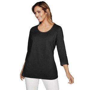 Jessica London Women's Plus Size Stretch Cotton Scoop Neck Tee - 1 of 4
