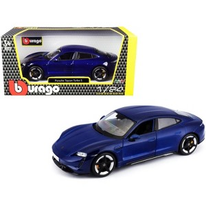 Porsche Taycan Turbo S Blue Metallic 1/24 Diecast Model Car by Bburago - 1 of 3