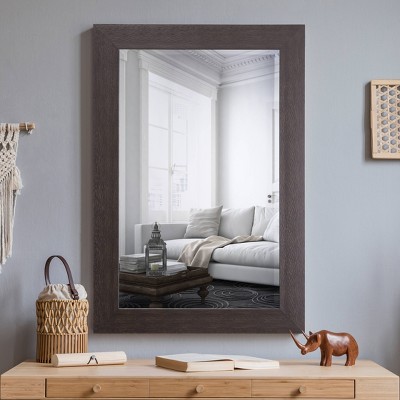 Espresso Elegance Rectangular Wall Mirror with Wood Frame, 24"W x 36"H