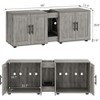 coucheta 55" Cat Litter Box Enclosure Furniture, Hiddden 3-IN-1 Wooden Cat Litter Cabinet with Barn Door & Double Rooms - 2 of 4