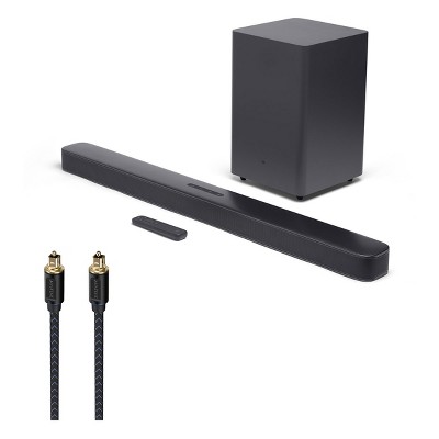 JBL Bar 2.1 Deep Bass 2.1 Channel Sound Bar with Wireless Subwoofer and Austere V Series Optical Audio Cable - 6.56 ft (2.0m)