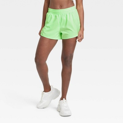 All in Motion Women's Mid Rise Running Shorts w/ Inner Panty 3 Jade Green  Small