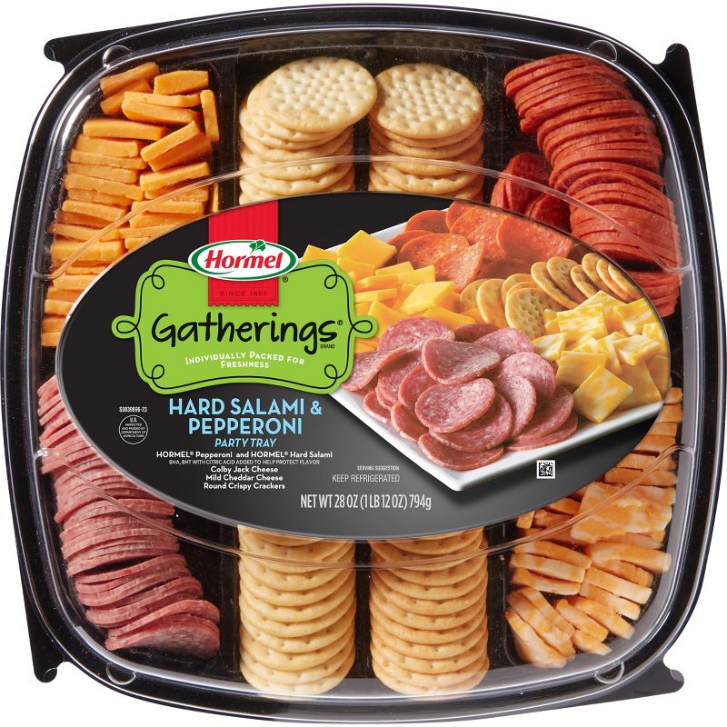 Hormel Gatherings Hard Salami, Pepperoni, Cheese &#38; Crackers Party Tray - 28oz, 1 of 9