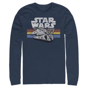 Men's Star Wars Millennium Falcon 77' Vintage Stripes Long Sleeve Shirt - 1 of 4