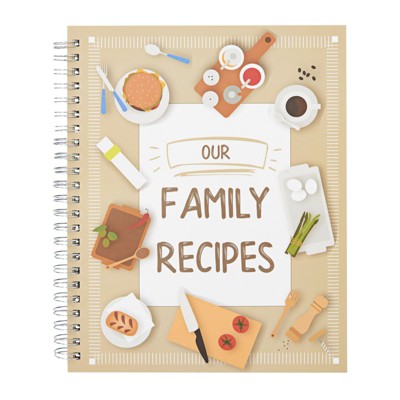 Paper Junkie Blank Family Recipe Book to Write In, Spiral Bound DIY Make Your Own Cookbook, 90 Pages, 6.5 x 8.2 In