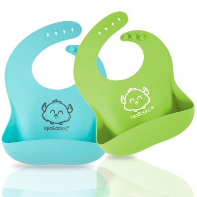 Image of KeaBabies 2-Pack Silicone Bibs For Babies, Food Grade Silicone Baby Bibs for Eating, Feeding, Toddler Bibs, Boys, Girls
