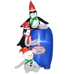 Aghana Digitals 6ft Outdoor Christmas Inflatable: North Pole Mailbox with Penguin & Snowman, LED - 1 of 4
