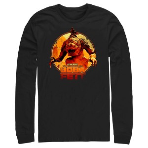 Men's Star Wars: The Book of Boba Fett Riding the Rancor Long Sleeve Shirt - 1 of 4