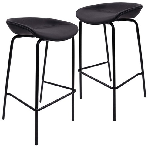 LeisureMod Servos Modern Barstool with Upholstered Faux Leather Seat and Powder Coated Iron Frame - image 1 of 4